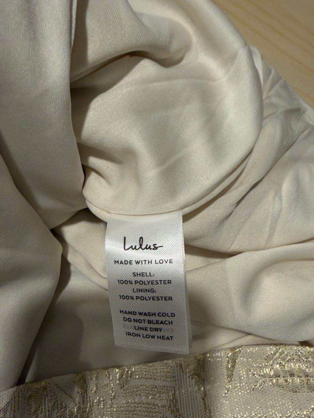 Lulu's Cream and Gold Leaf Mini Dress Size S - Picture 10 of 10
